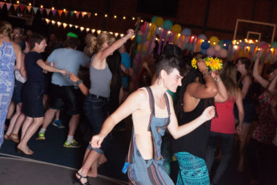 Dancing at summer camp for adults. 